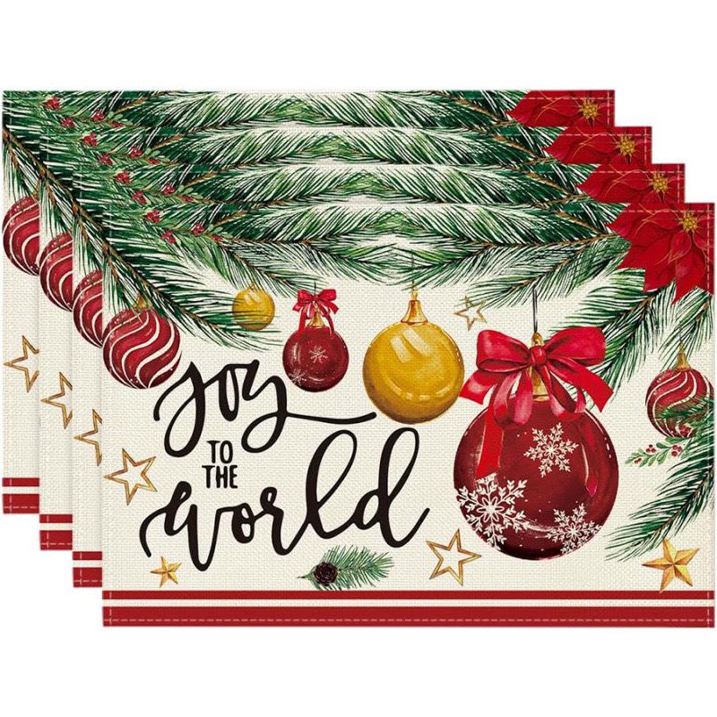 Cross-Border Bestseller Christmas Linen Placemat - Festive Letters & Colors for Restaurant Decoration
