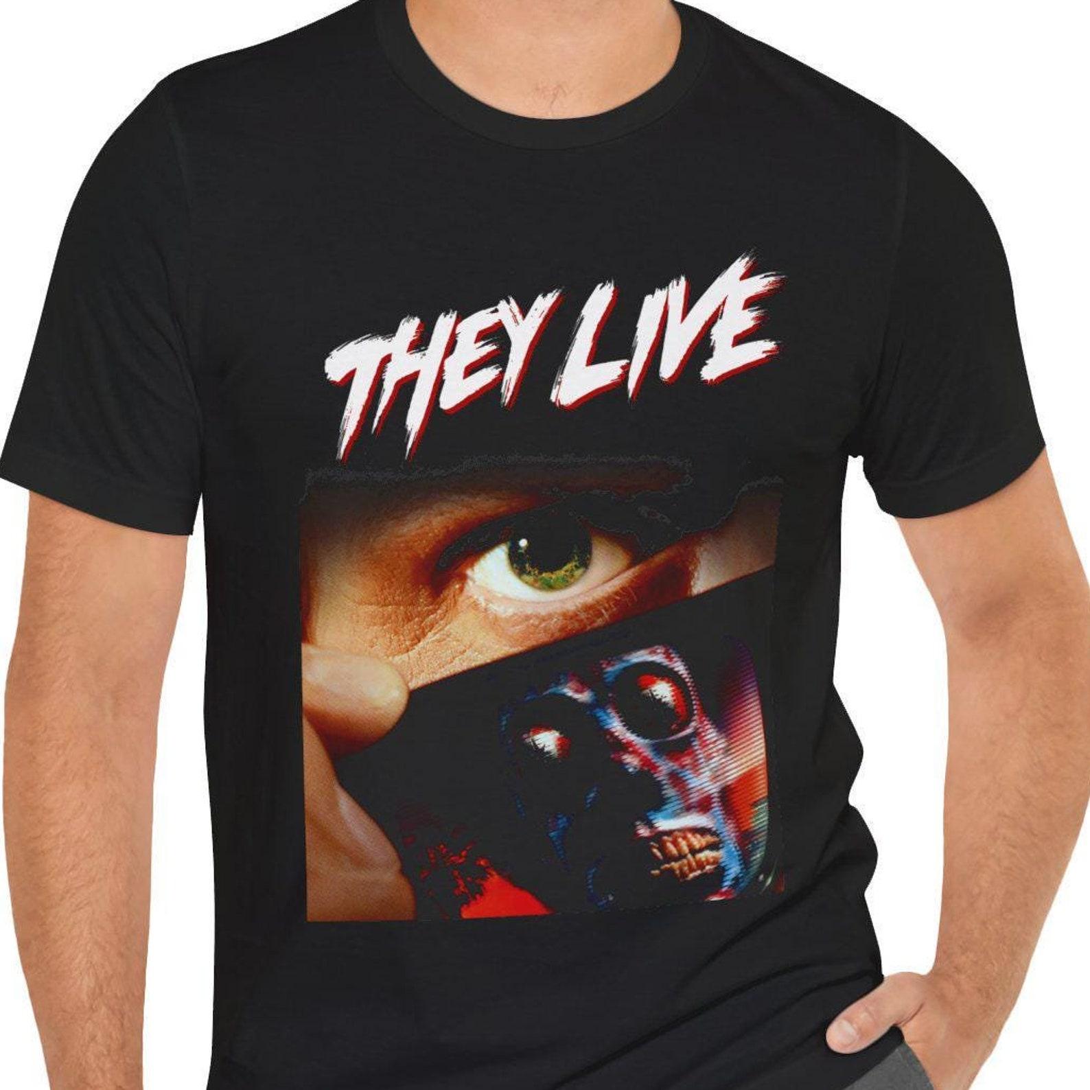 They Live T-Shirt Movie Short Sleeve Black Tee L