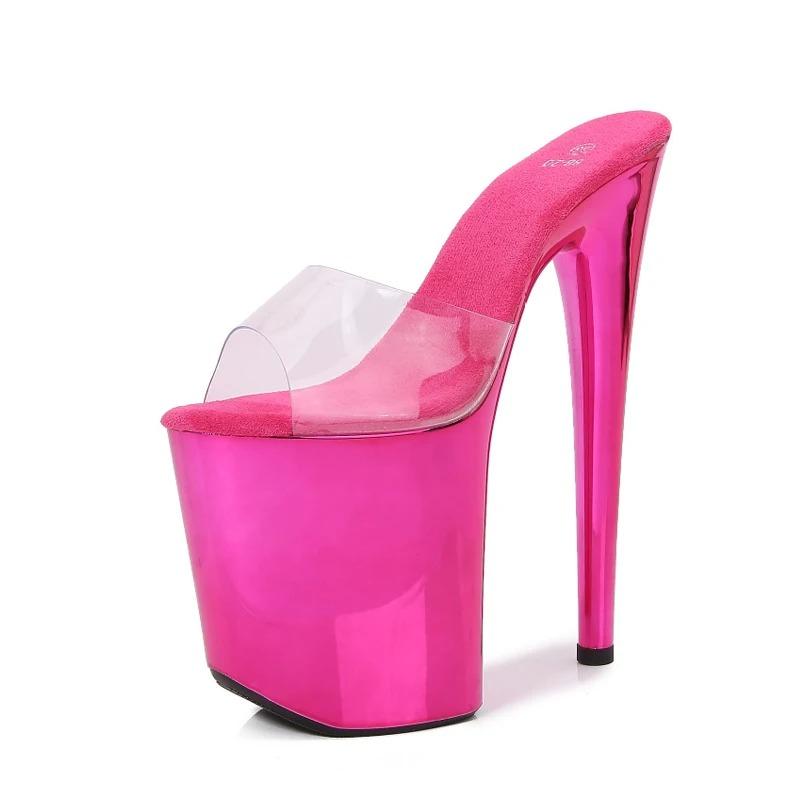 Eiyken Sexy Stiletto High Heels Platform PVC Transparent Women Slippers Shoes Street Style Banquet Prom Slide