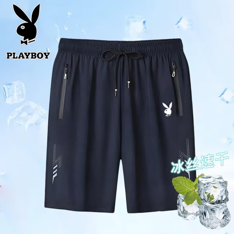 PLAYBOY Men s Summer Casual Ice Silk Quick-Dry Beach Shorts 6XL