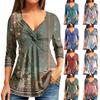 Women's Long Sleeve Shirts Vintage Print Fall Fashion Basic Slim Fit Soft Sexy Tops