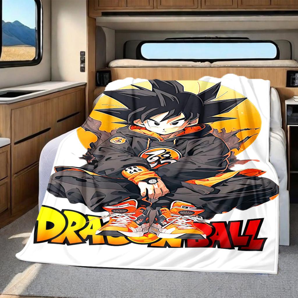 1pz Coperta in Flanella con Stampa Son Goku, Alta Qualità per Tutte le Stagioni, Decorazione per la Casa, Calore e Comfort, Perfetta per Regali di Natale