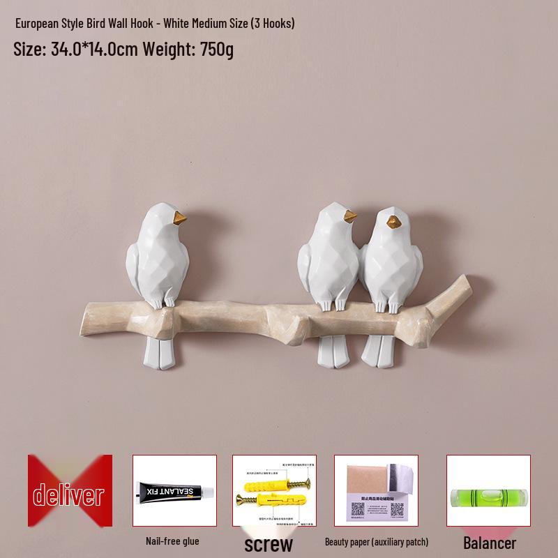 Handcrafted European-Style Small Bird Wall Hook for Keys & Coats
