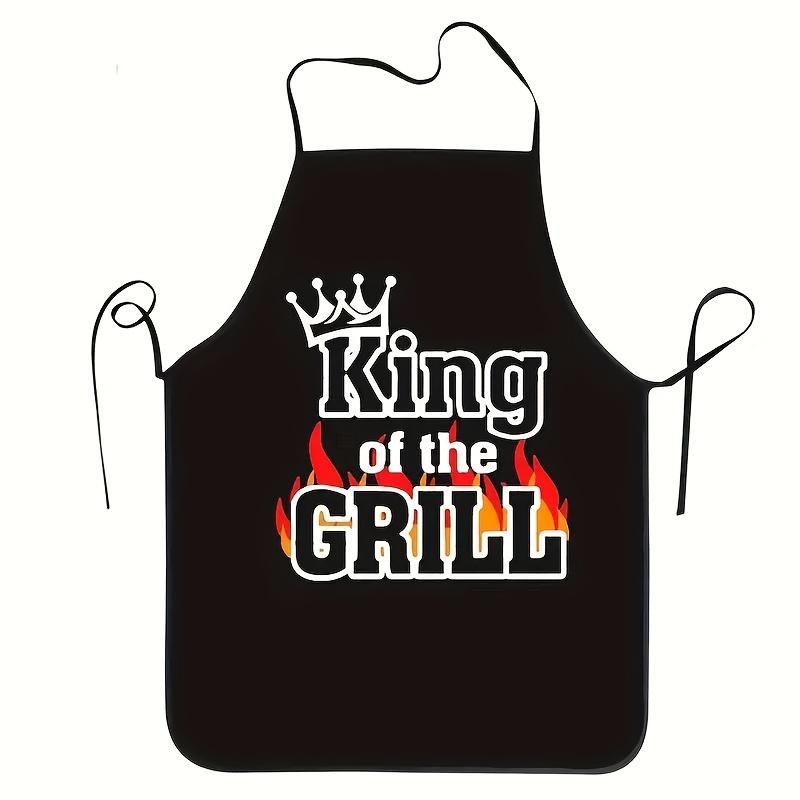 1pc King of the Grill Durable Polyester Apron - Easy Clean, Ideal for Summer BBQ, Cooking, Baking