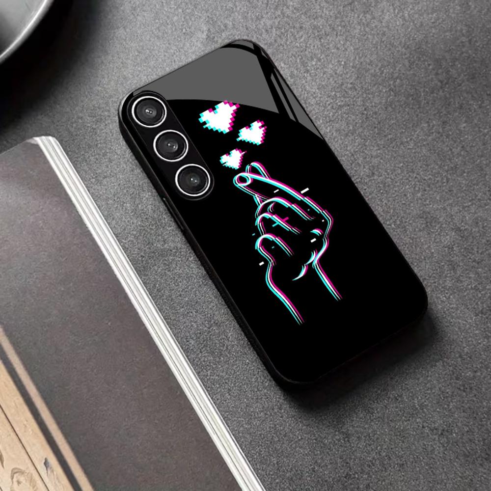 

Express love finger heart PhoneCase Glass PhoneCase for Samsung Galaxy S26 S25 S24 S23 S22 S21 FE,Ultra,Plus give as a present GalaxyS25