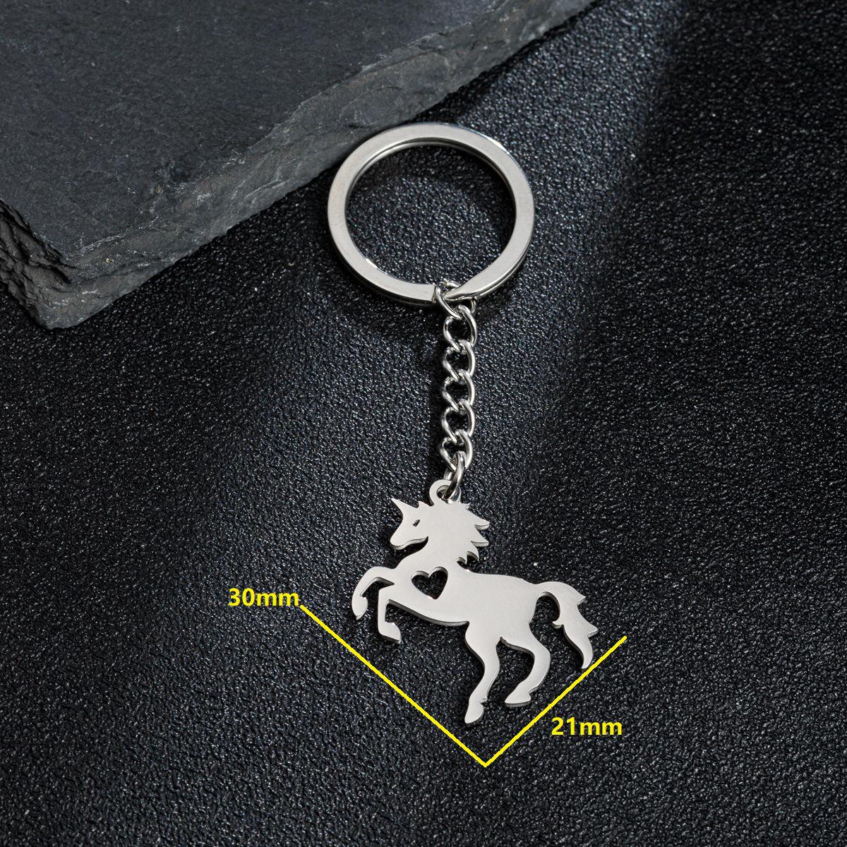 Stainless Steel Unicorn Pendant with Hollow Heart Design