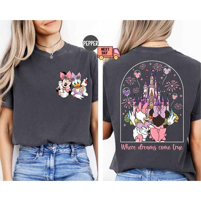 

2025 Disney Minnie/Duck летняя рубашка из чистого хлопка с короткими рукавами для женщин-подружек модная и повседневная универсальная футболка M