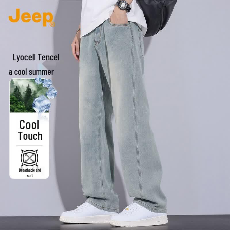 JEEP Men s Lyocell Blend Straight-Leg Jeans 33