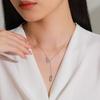 Trendy Gift Jewelry S925 Sterling Silver Zircon Pendant Paper Clip Y-Shaped Tassel Design Necklace for Women