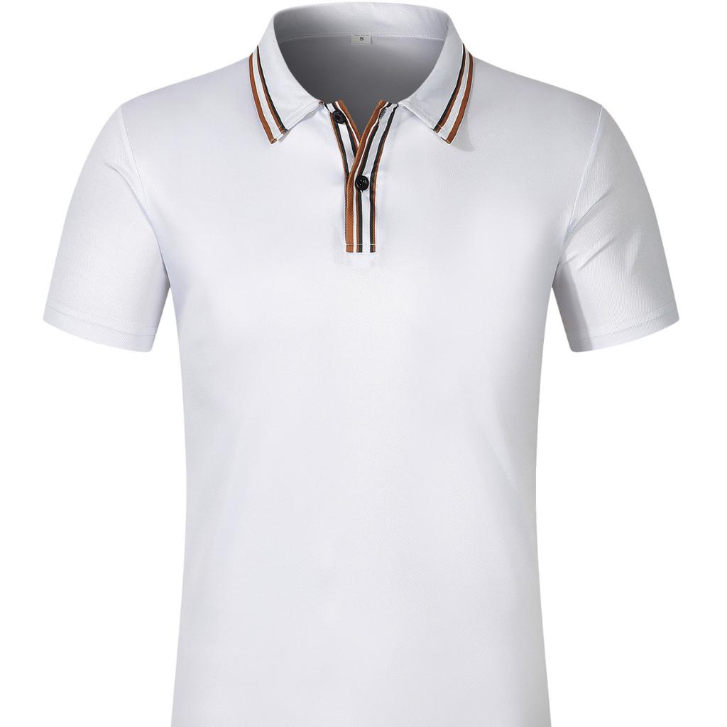 New Men's Collar Striped Casual POLO Shirt V-neck Button Business Versatile T-shirt Tops