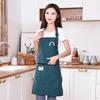 Kitchen Oil Resistant Apron Striped Zippered Linen-Cotton Apron With Straps Breathable Apron Women'S Dirt Resistant Work Clothes