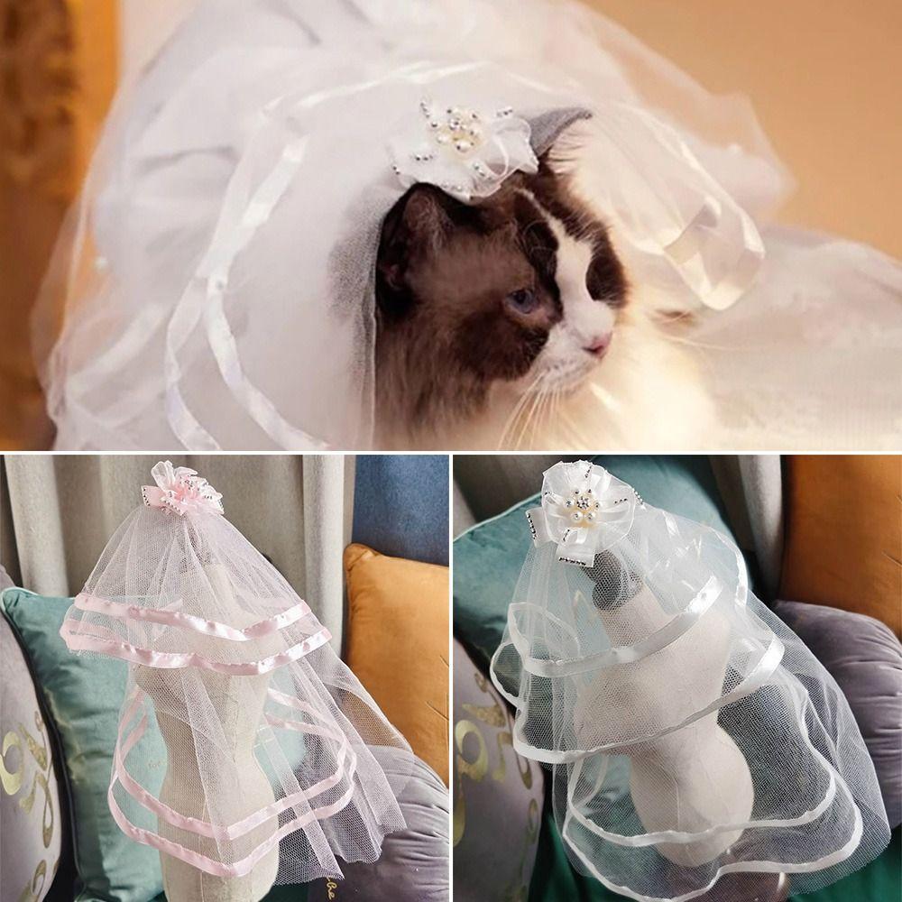 

Украшение для платья кошки, аксессуары, костюм, головной убор для собаки, вуаль для собаки, кружевная вуаль с блестками, свадебная вуаль для домашних животных