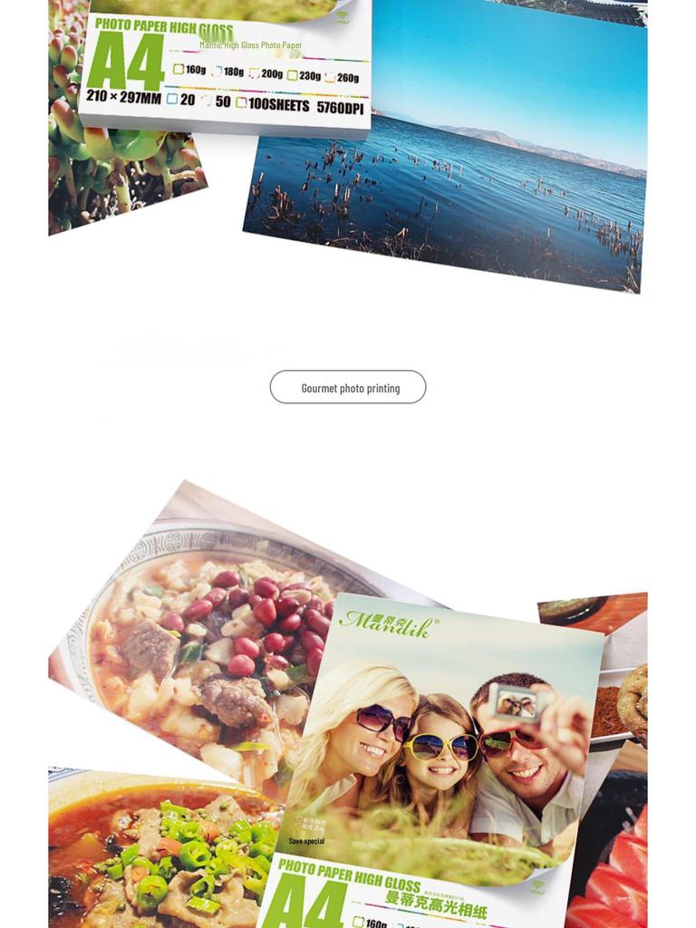 Vysoce lesklý inkoustový fotografický papír - velikosti A4, 5'' a 6'' pro tisk fotografií