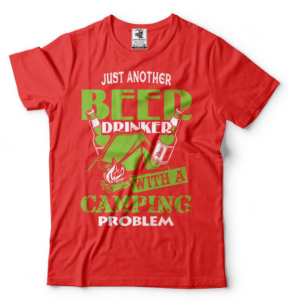 Funny Camping Tshirt Beer Drinker with Camping Problem Cool Camping Shirt S