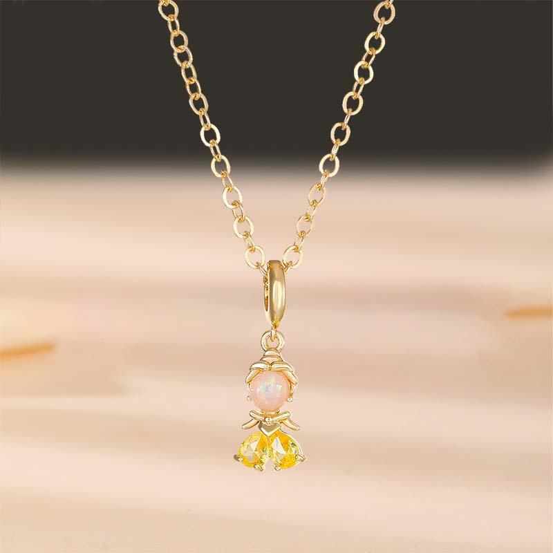 

Light Luxury Zircon Fairy Tales Princess Pendant Necklace For Women Girls Gold Color Shiny Rhinestone Choker Party Charm Jewelry