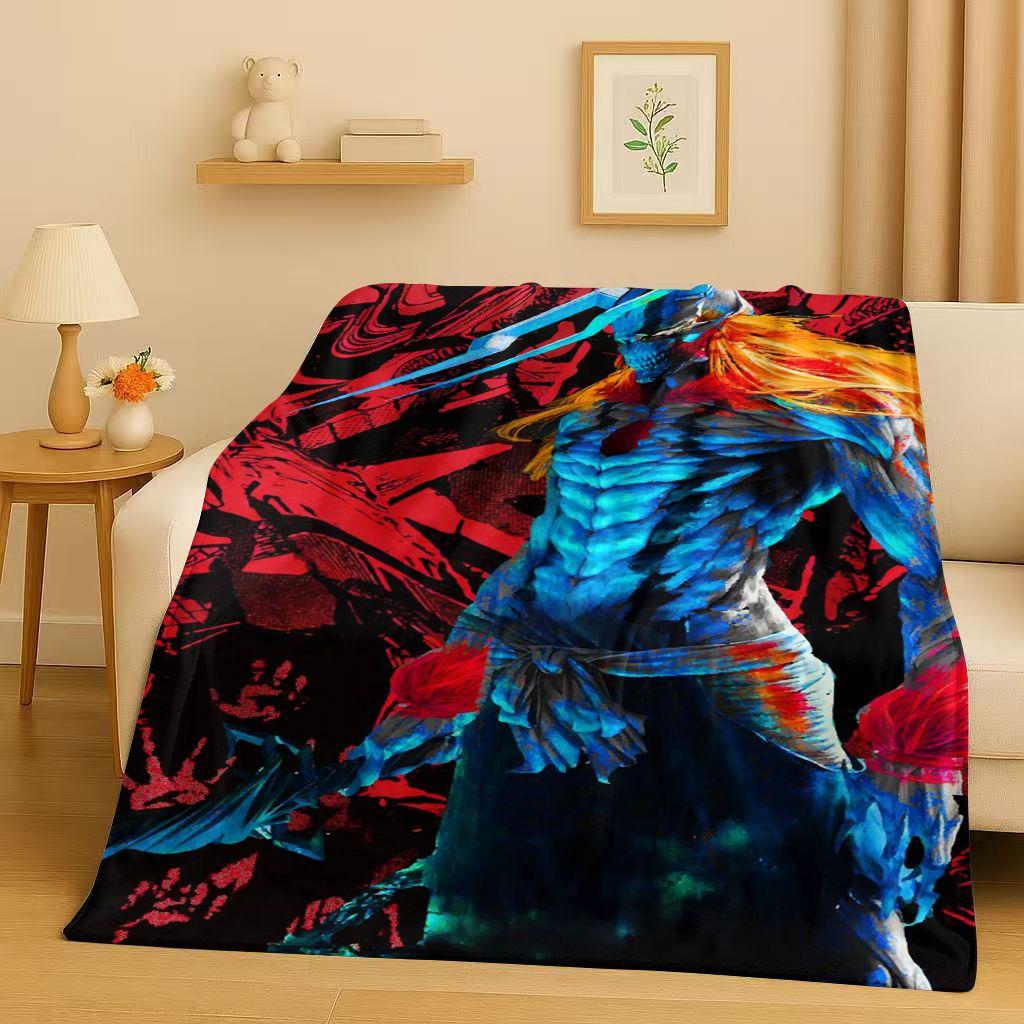 Anime Bleach Kurosaki Ichigo Cartoon Flannel Blanket,Ultra Soft Warm Plush Throw for Home Bedroom Bed Sofa Cover Travel Kid Gift