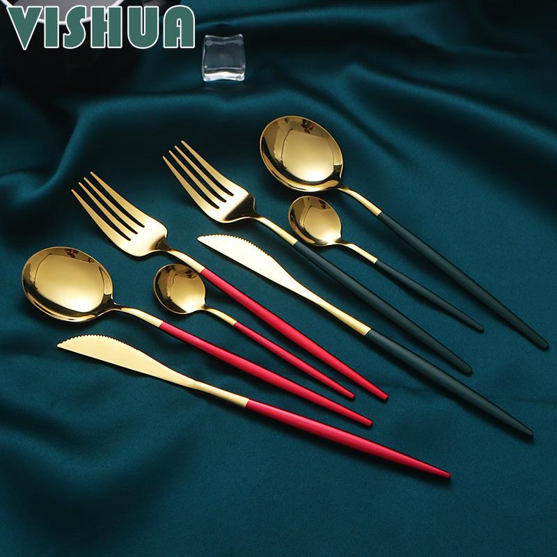 

Посуда из нержавеющей стали, нож, набор ложек, столовая посуда Western Food Четыре основных ножа для стейка из быка Вилка Ложка