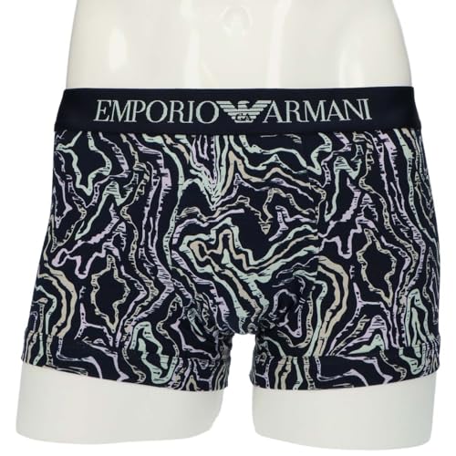 Emporio Armani Classic Pattern Mix Boxer Shorts, Front Closure, EU Size, Men's, Navy, 54045049