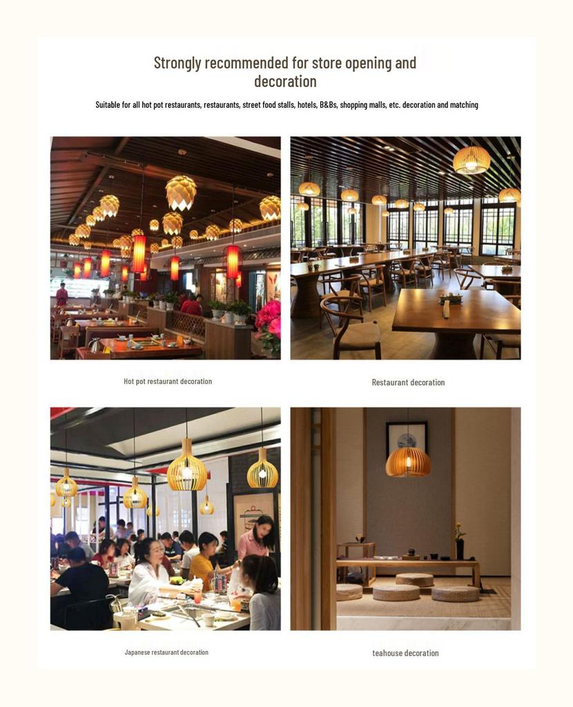 Zen Japanese Wood Pendant Light for Tea Rooms, Restaurants, Bedrooms, and Living Rooms