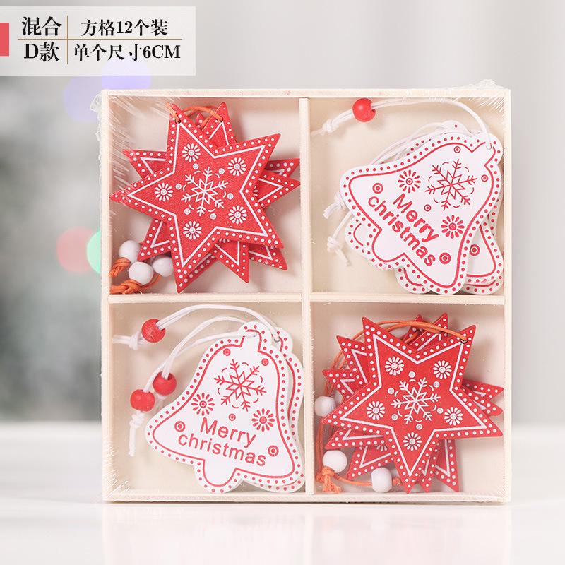 

Christmas decoration creative wooden pendant Christmas tree elk small pendant gift exquisite wooden box painted pendant