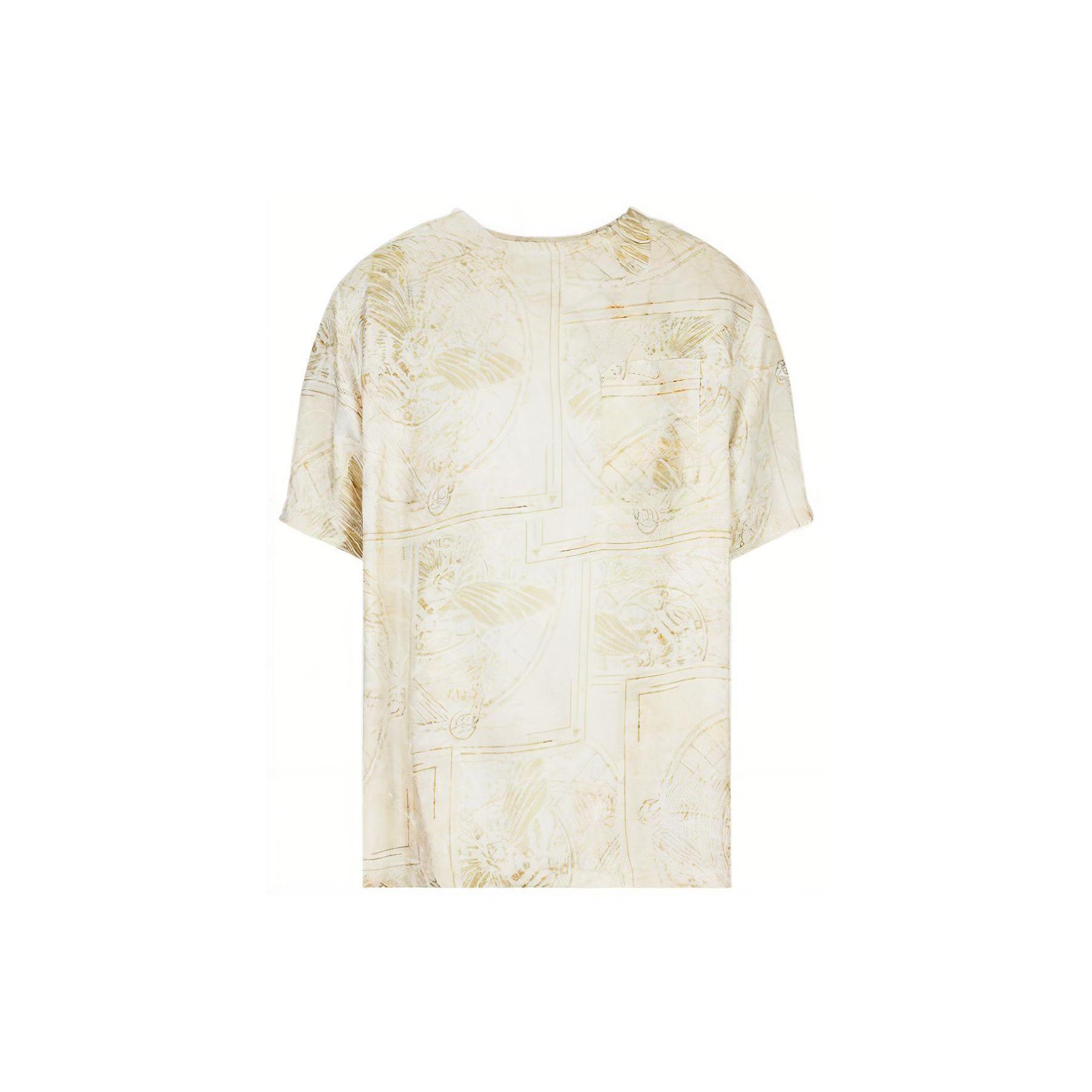 Emporio Armani Ss22 Floral Geometric Pattern Jacquard Short Sleeve T-Shirt Men tops Yellow I1CF7LI140C-036 S