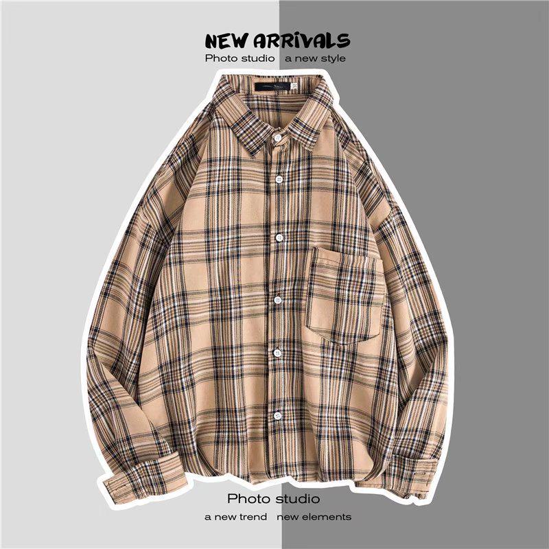 

Ретро мужская клетчатая рубашка-кардиган с длинными рукавами и лацканами 3XL