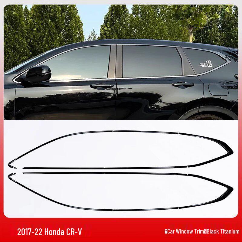 Honda CRV Haoying B-Pillar Door Trim: Black Chrome Strips