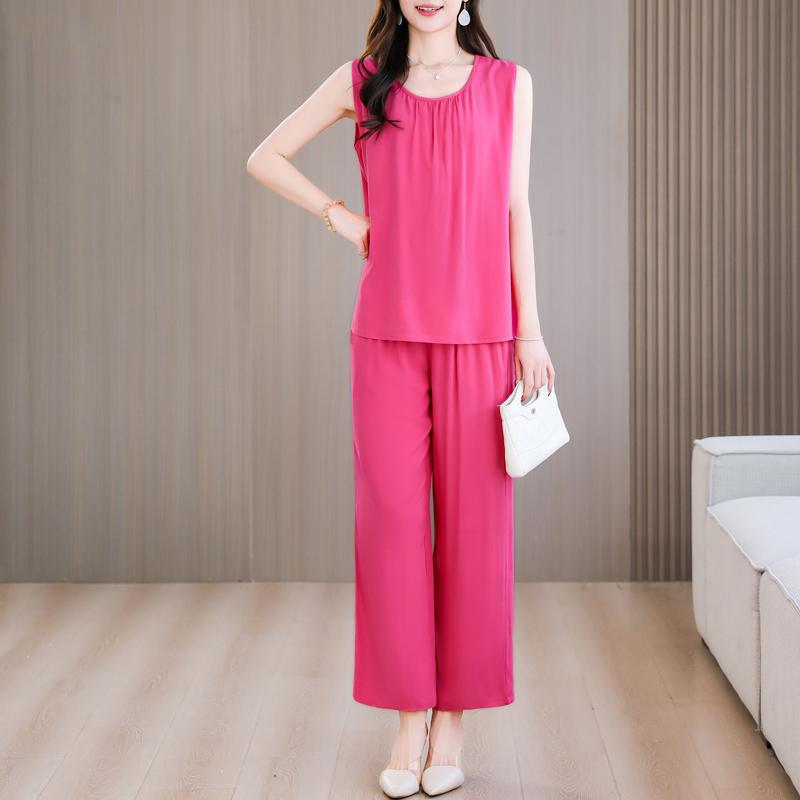 Summer Two Piece Set for Women Clothes Sleeveless Plus Size Elegant Casual Pants Sets