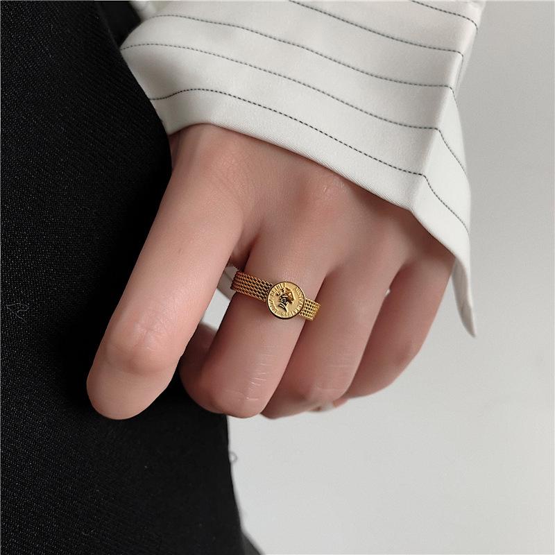 Chic Personalized Titanium Steel Portrait Ring for Women - Retro, Trendy, European & American Style Index Finger Accessory