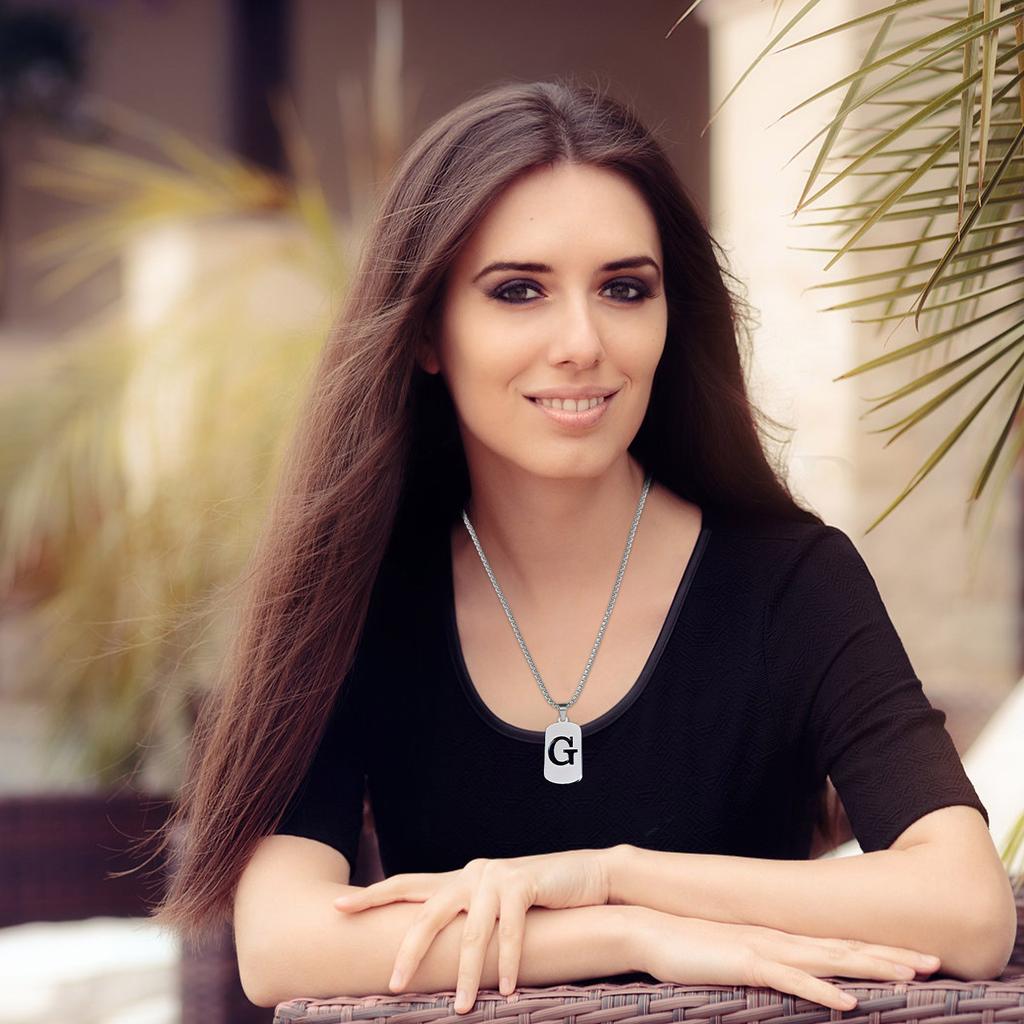 26 English Hollow Titanium Steel Non-fading Jewelry Necklace High-grade  And Winter Sweater Chain