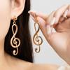 Creative Exaggerated Gold Color Hollowed-out Notes Sheet Music Dangle Earrings for Women Artistic Retro Jewelry Accessories Gift