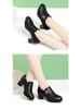 Burgundy Chunky Heel Soft Leather Shoes for Women - Spring & Autumn 2022, Comfortable for Middle-Aged & Elderly