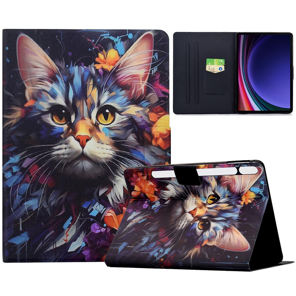 Leather Case for Samsung Galaxy Tab S10 Lite/S10 FE/S9 FE/S9 Pattern Painting Card Slots Stand Tablet Cover with Auto Sleep/Wake