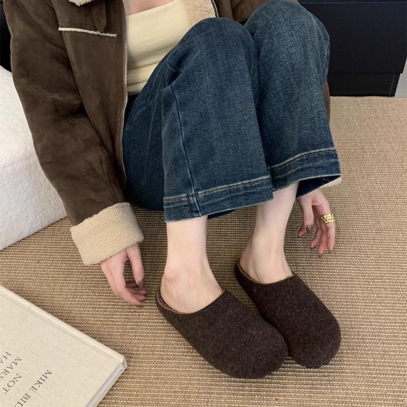 Fashion 2025  Winter New Women's Plush Slippers Retro Women Causal Fashion Shoes Simple Ladies Outdoor Flat Cotton Slippers