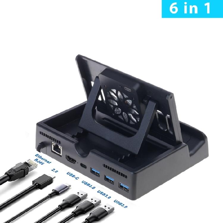 6 In1 Steam- Deck Dock with HDMI2.0 4K@60Hz Gigabit-Ethernet 3 USB 3.0 Port