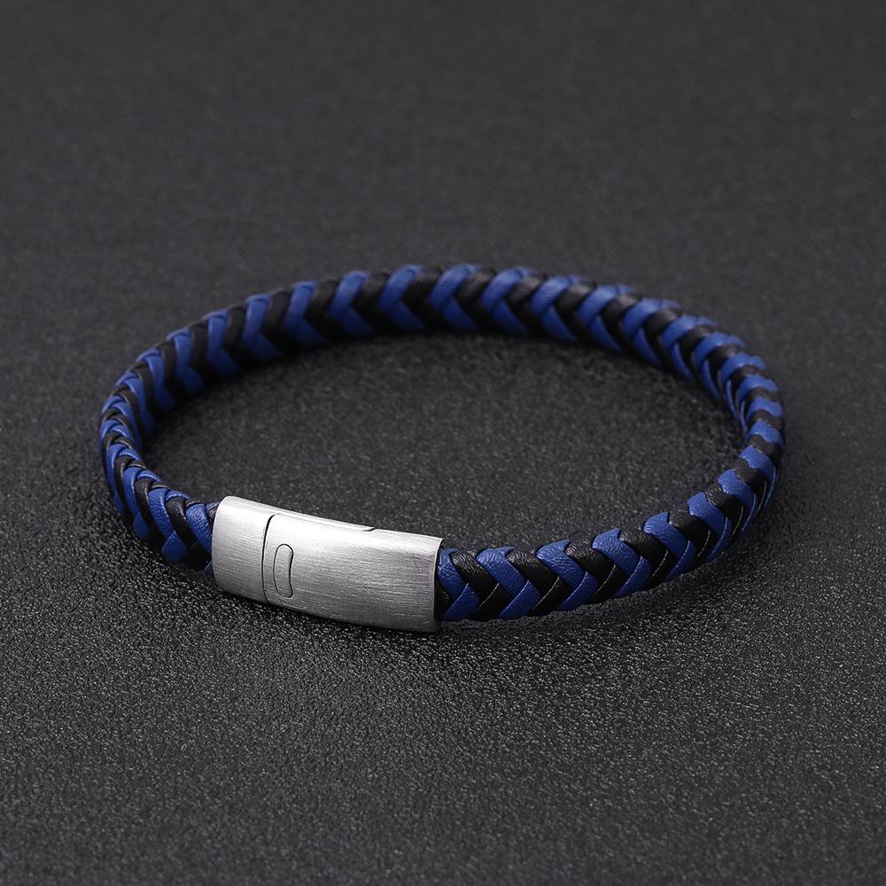 Fashionable Genuine Leather Woven Bracelet Magnetic Closure Couple Jewelry Simple Versatile