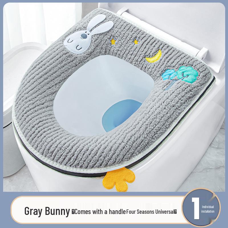 Universal All-Season Waterproof Toilet Seat Cushion - Thickened & Washable for Warmth