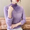 Autumn and Winter Women's Semi-high-neck Pullover Slim Lace Casual Knitted Sweater Top