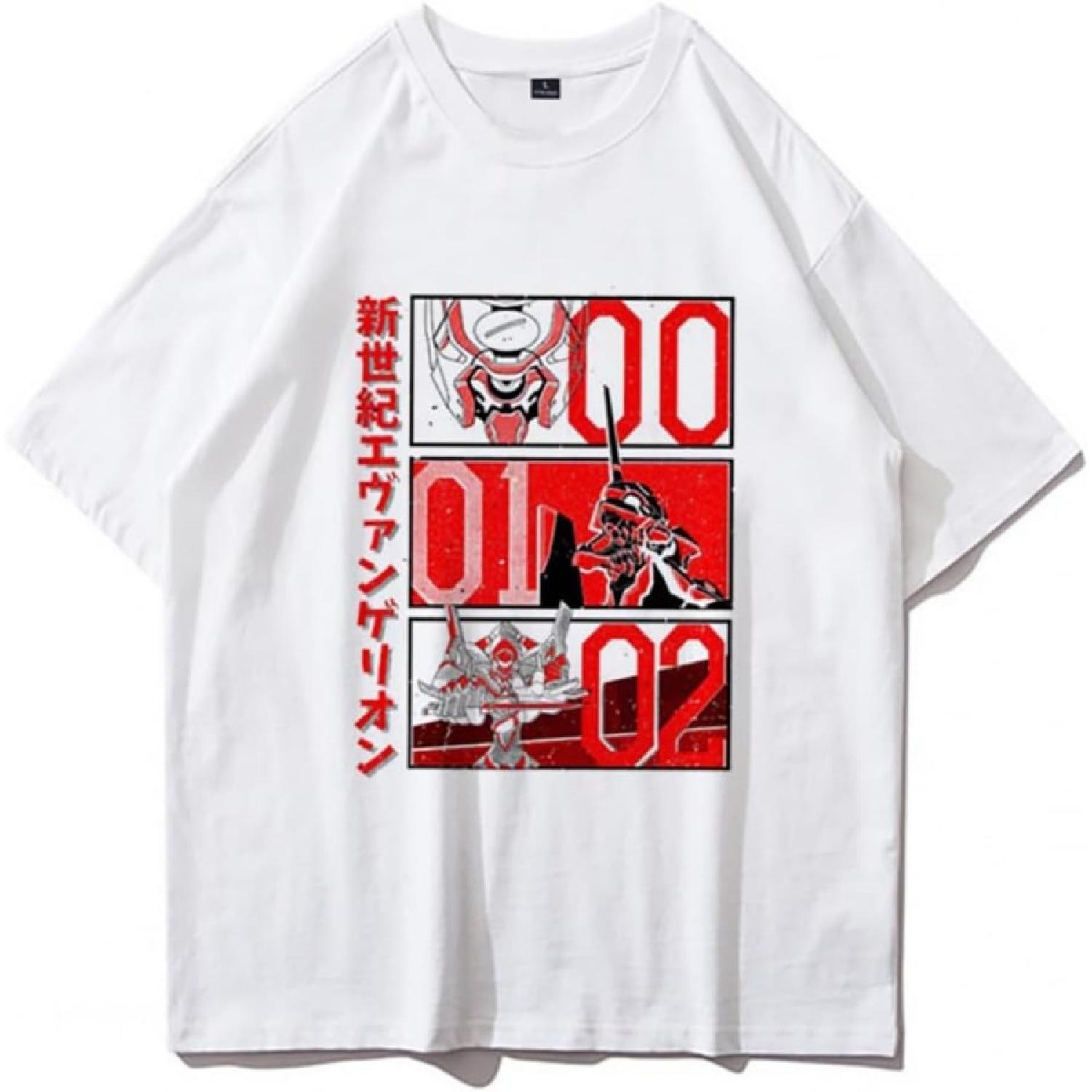 

FJHYEEBN EVA Evangelion Anime Men s Women s Funny T-Shirt 100% Cotton Tee XXXXXL білий