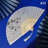 Vintage Chinese Style Folding Fan Bamboo Hand Fan Wooden Shank Classical Dance Fan With Tassel Elegent Female Fan Home Decor