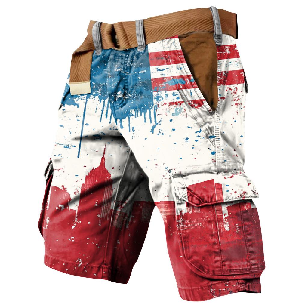 Herren Unabhängigkeitstag Bedruckte Mehrfach-Taschen Workwear Shorts