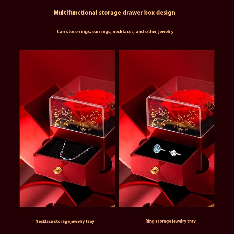 Christmas Qixi Festival 520 Lover's Mother's Day Apple Immortal Flower Gift Box Rose Apple Gift Box Jewelry