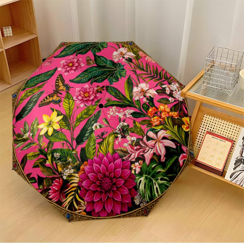 

Floral Butterfly Kaleidoscope Design 1 Theme Automatic Umbrella Compact 8-Rib Design Sturdy Construction Durable Umbrella Stylish Accessory