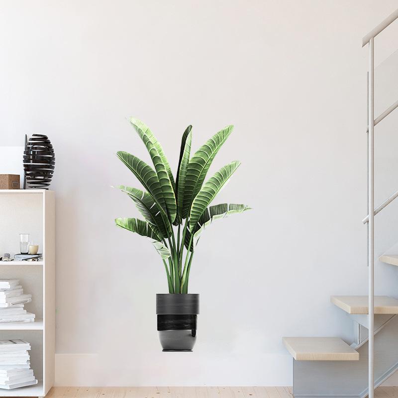 Künstliche Bananenpflanze für Reisende Wandaufkleber Topfpflanze Grün Wohnkultur für Schlafzimmer Wohnzimmer Eingang Wanddekoration