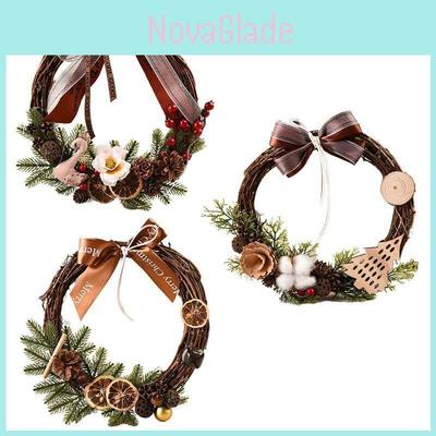 Stunning Christmas Rattan Wreath Garland For Front Door And Wall Decor With Pinecones