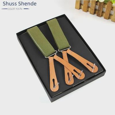 Cowhide Vintage Button-Down Business Casual Men's Four-Clip Suspenders