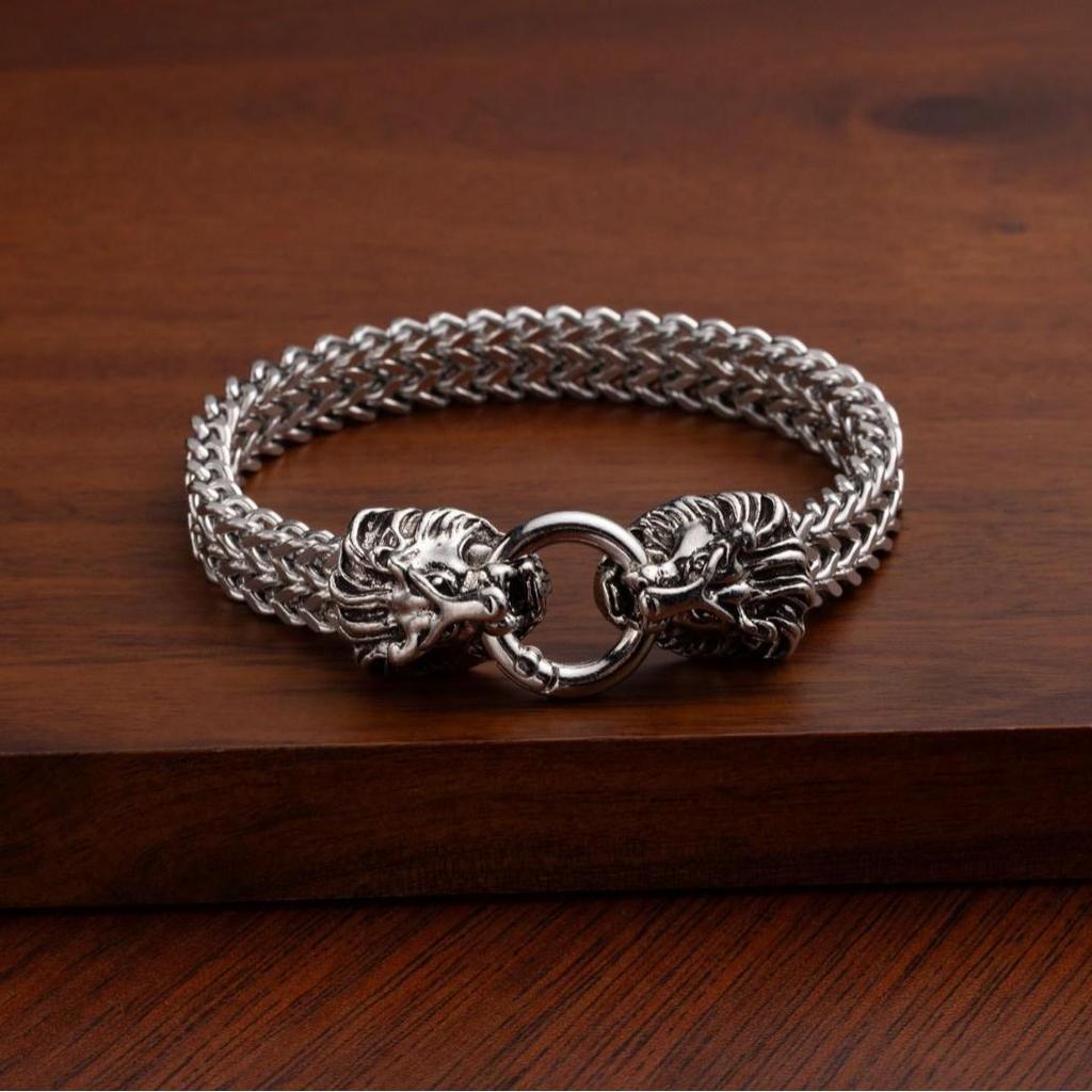 Herren Retro Punk Edelstahl Schlangen- und Tierkopf Armband - Anlaufbeständig