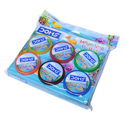 Doms Modelling Dough 6 Shades (300 Gm) |Soft, Colouful & Kneadable Dough |6 Shape Toys, One Roller, One Spatula | Diy Ar 0