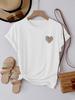 Casual Leopard Print Heart Pattern Print Tshirt Vintage Unisexs Casual Graphic Short Sleeve T Shirt Clothing Top Tee