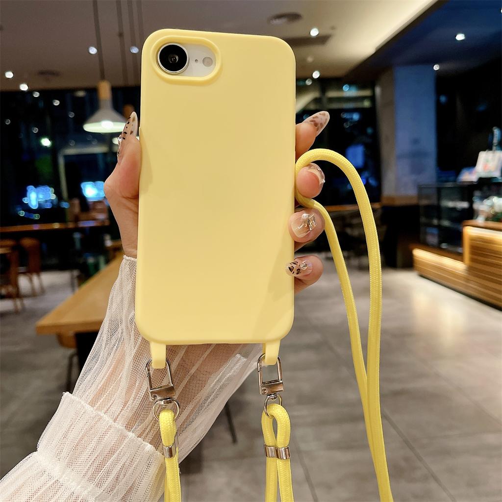 Crossbody Lanyard Candy Color Phone Case for Iphone 17 Air 16 Plus 16E 15 14 13 12 11 Pro Max Silicone Soft TPU Back Cover